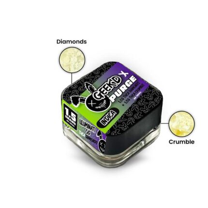 GEEK’D x PURGE – THC-A DIAMONDS + CRUMBLE – 3-GRAMS – ILLUMINATI OG x STRAWBERRY CHEESECAKE – INDICA