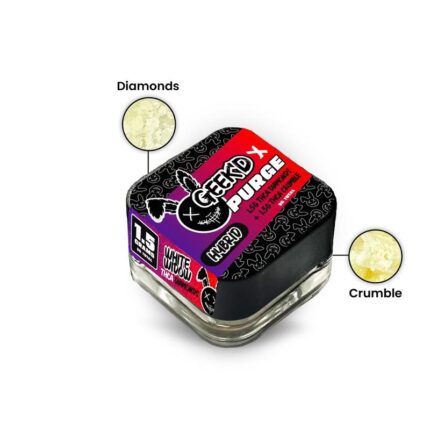 GEEK’D x PURGE – THC-A DIAMONDS + CRUMBLE – 3-GRAMS – WHITE WIDOW x RUNTZ OG – HYBRID